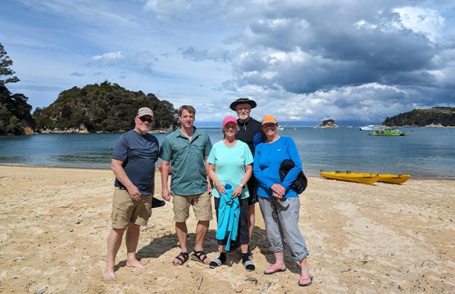 Enjoying the golden sands of Kaiteriteri Beach