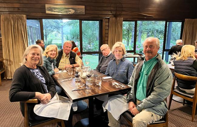 Davis group enjoy a meal together