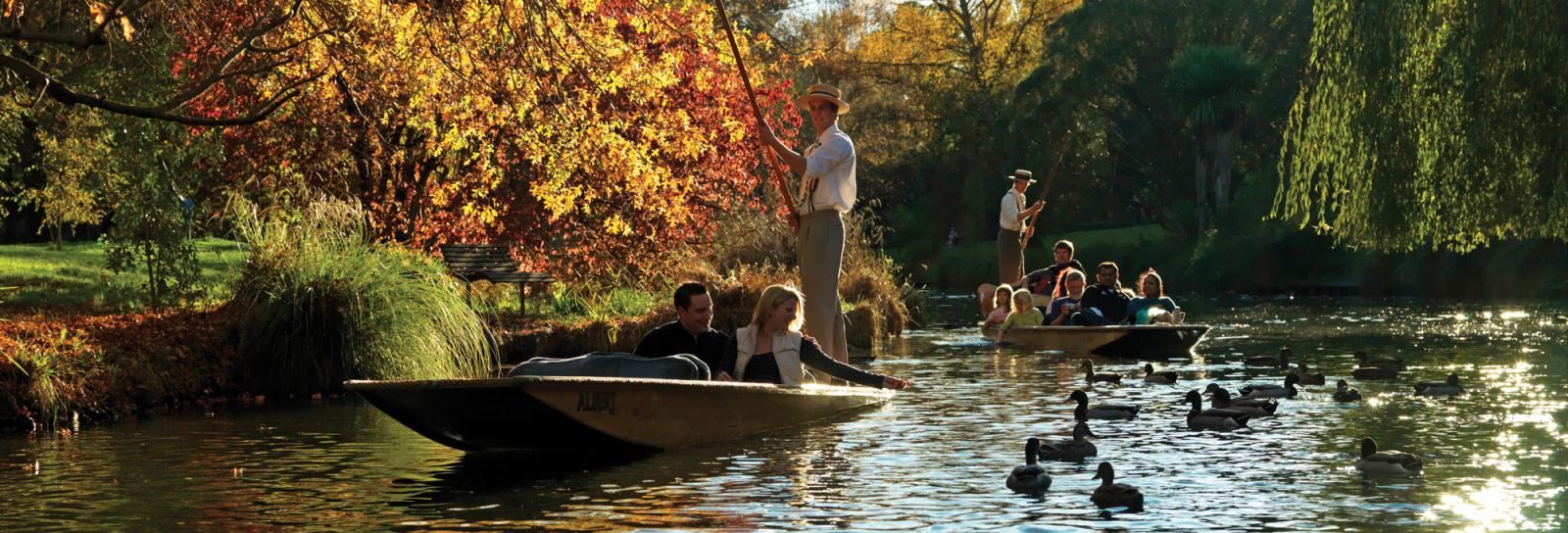 Punting on the Avon river in Christchurch City