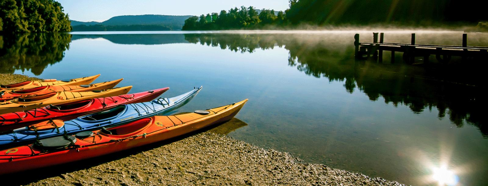 Beautiful still day kayaking on the West Coast.