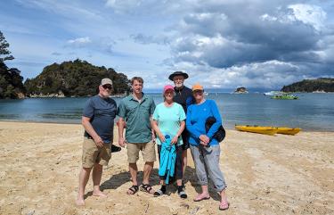 Enjoying the golden sands of Kaiteriteri Beach