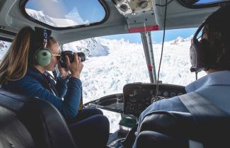 Scenic Helicopter over glaciers