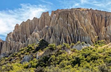 Clay Cliffs in the Waitaki Valley - Location: 10km (6 miles) out of Omarama. Turn off the State Highway 83 onto Quailburn Road and then onto the unsealed Henburn Road.