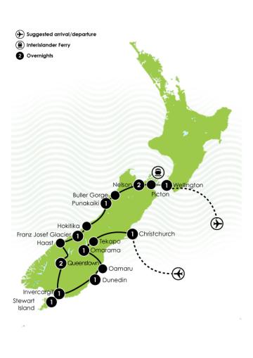 Tour Map: 13 Day Southern Spirit