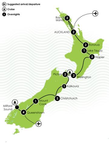 Tour Map: Ultimate New Zealand Self Drive Golf Tour